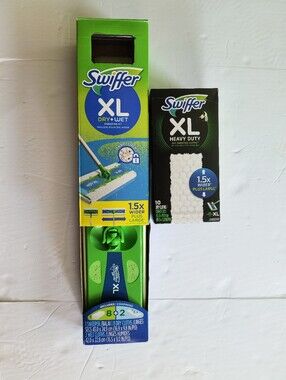 Swiffer XL Dry + Wet Sweeper Kit + 10 Heavy Duty Dry Cloths